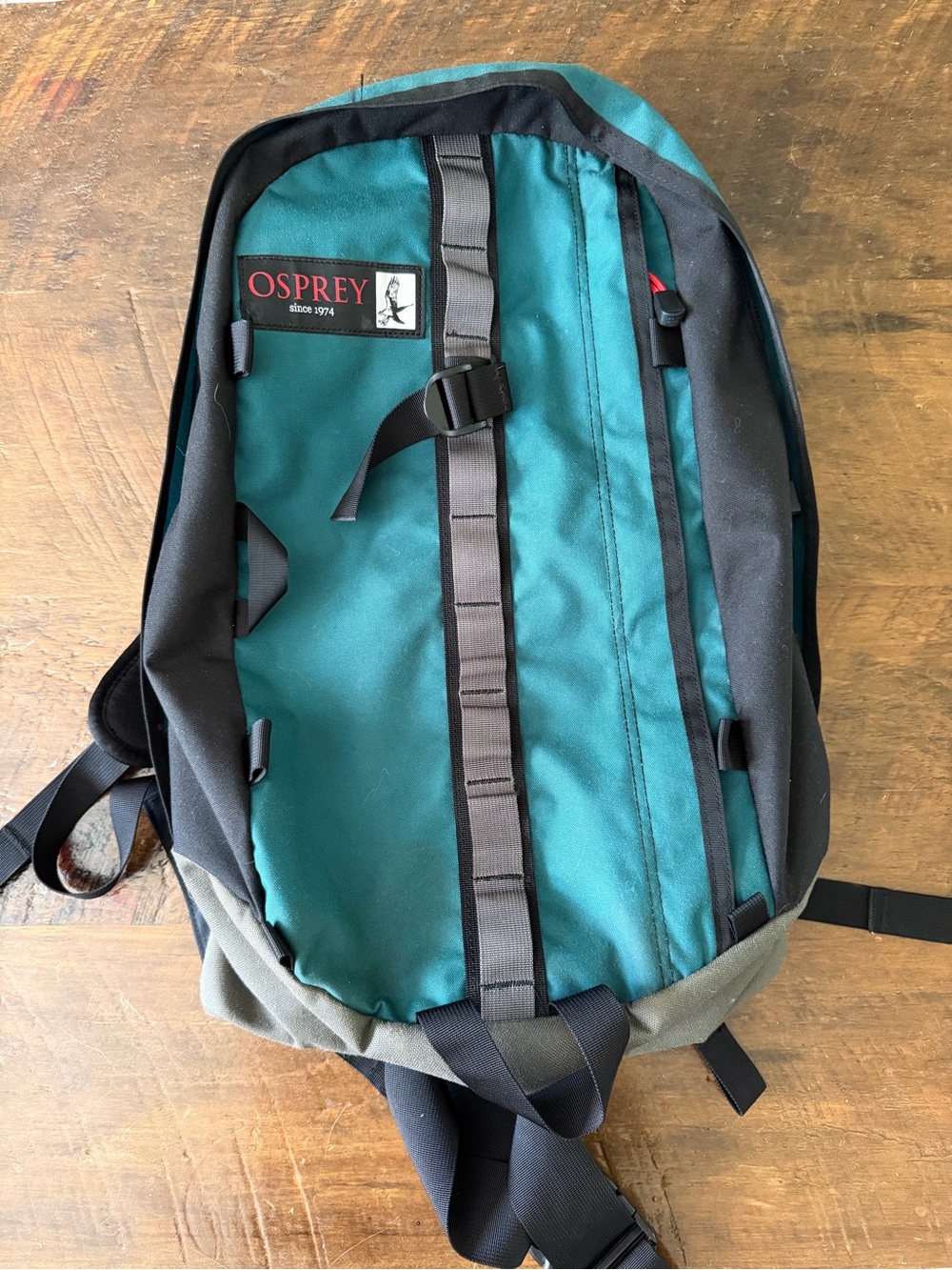OSPREY Teal and Black Backpack with Gray Accents
